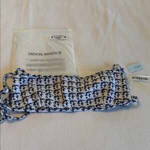 Devon Windsor Houndstooth Amelia Top White and Navy Size Large NWT